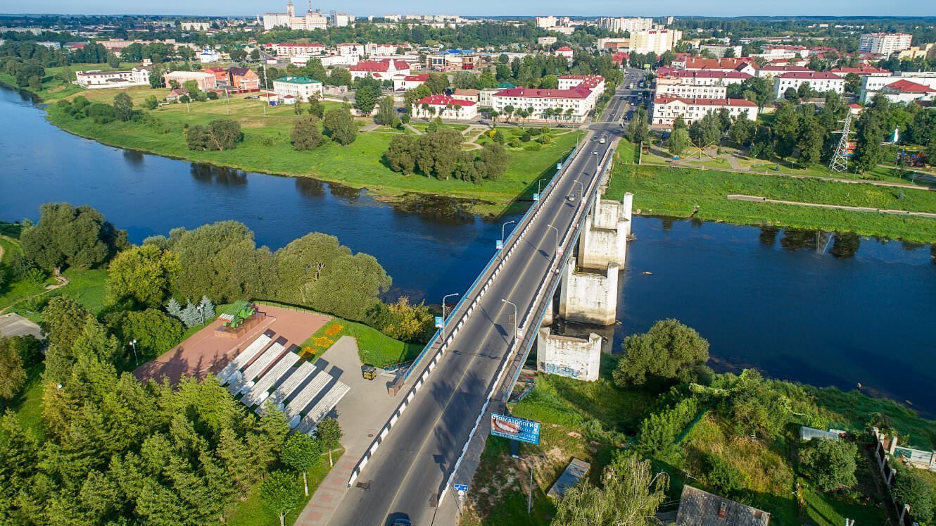 Орша, мост через реку, вид сверху — Ночной автобус Орша — Москва